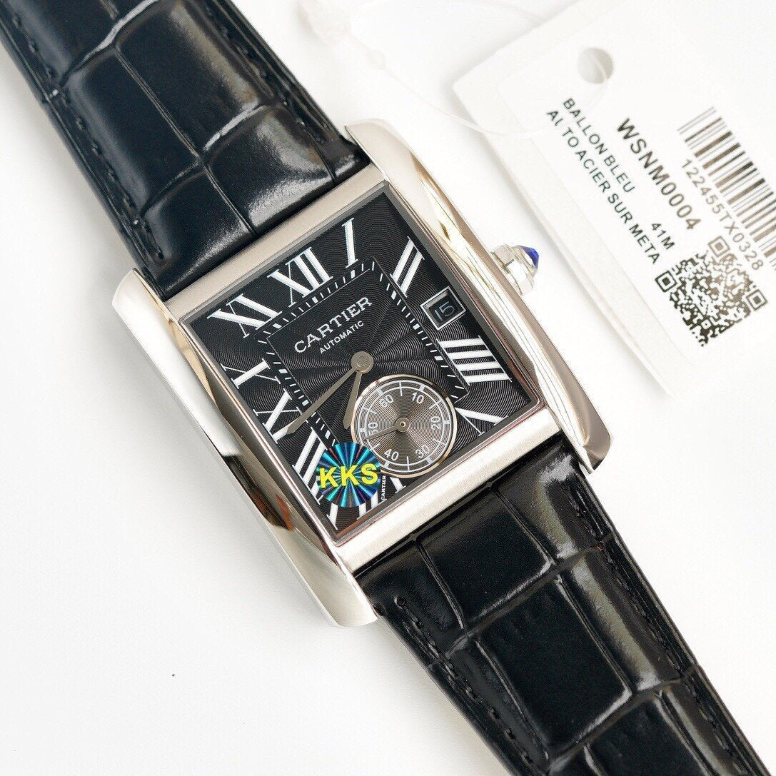 CARTIER TANK MC SECOND TIME STEEL CASE LEATHER