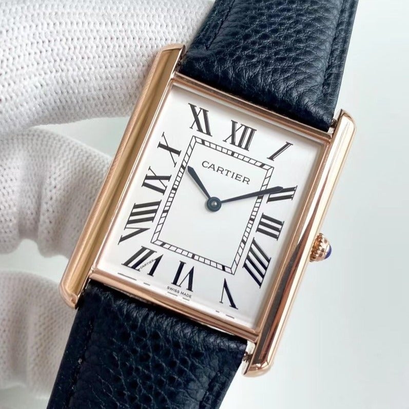 CARTIER TANK SOLO QUARTZ GOLD CASE CALF SKIN