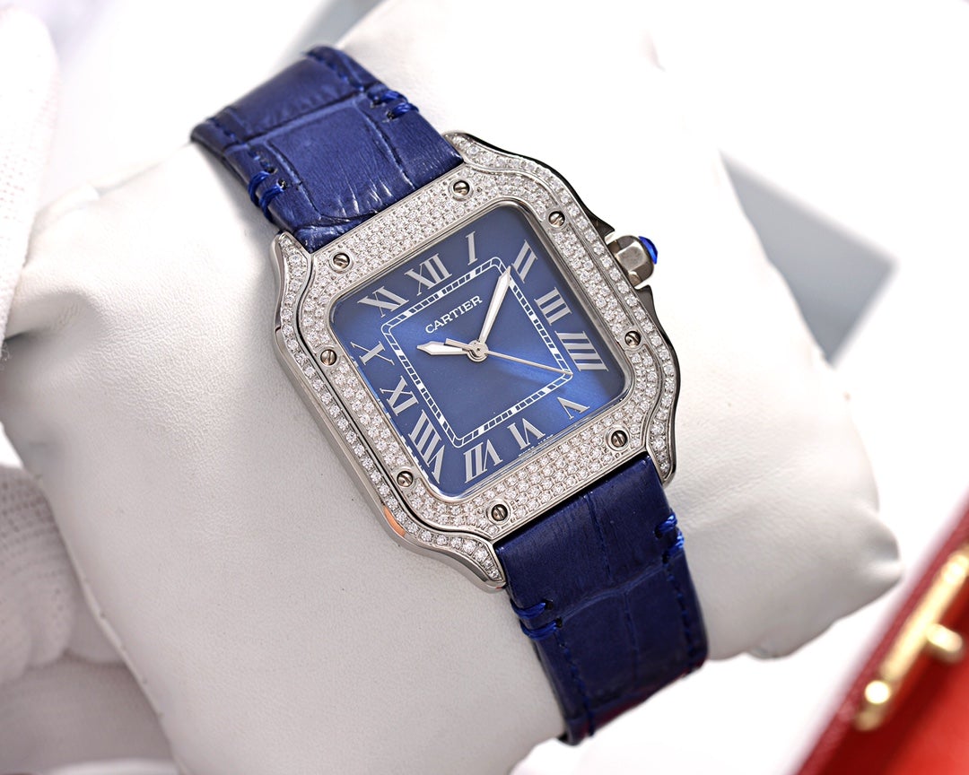 CARTIER SANTOS LADY 35MM QUARTZ STEEL CASE LEATHER