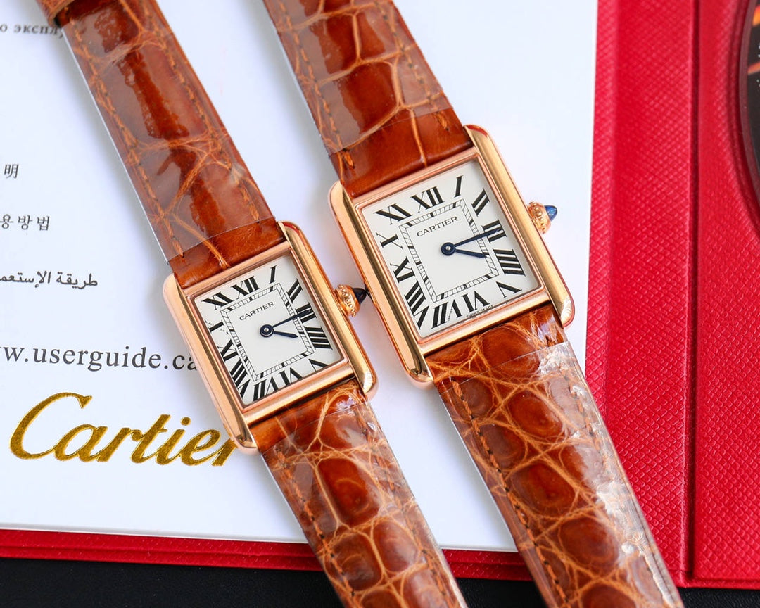 CARTIER TANK MUST SMALL CROCODILE STRAP WHITE DIAL