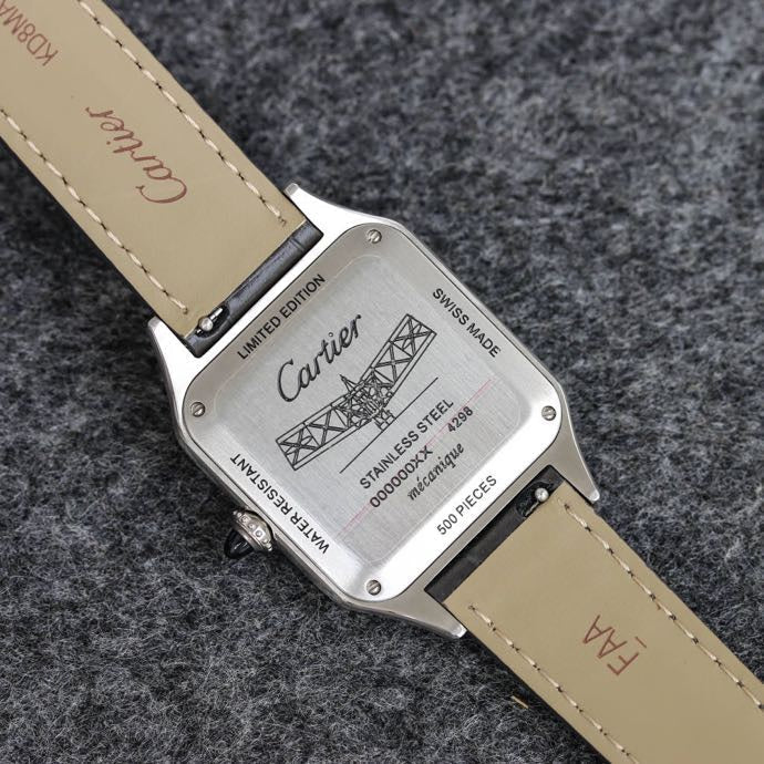 CARTIER SANTOS DUMONT LADY SILVER CASE LEATHER STRAP
