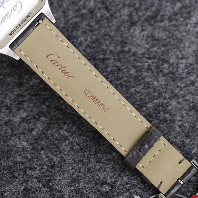 CARTIER SANTOS DUMONT LADY SILVER CASE CROCODILE STRAP