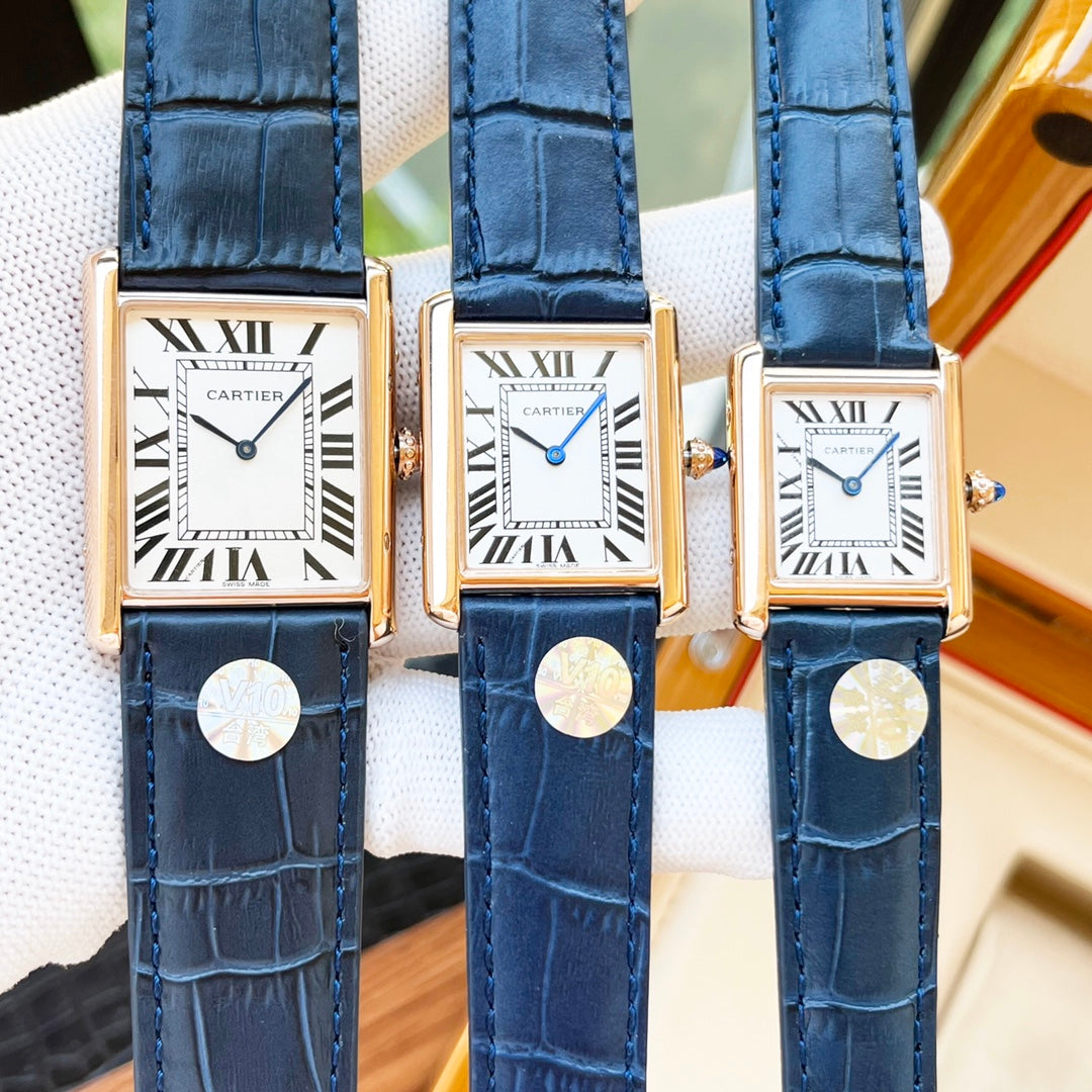 CARTIER TANK MUST PINK GOLD CASE LEATHER