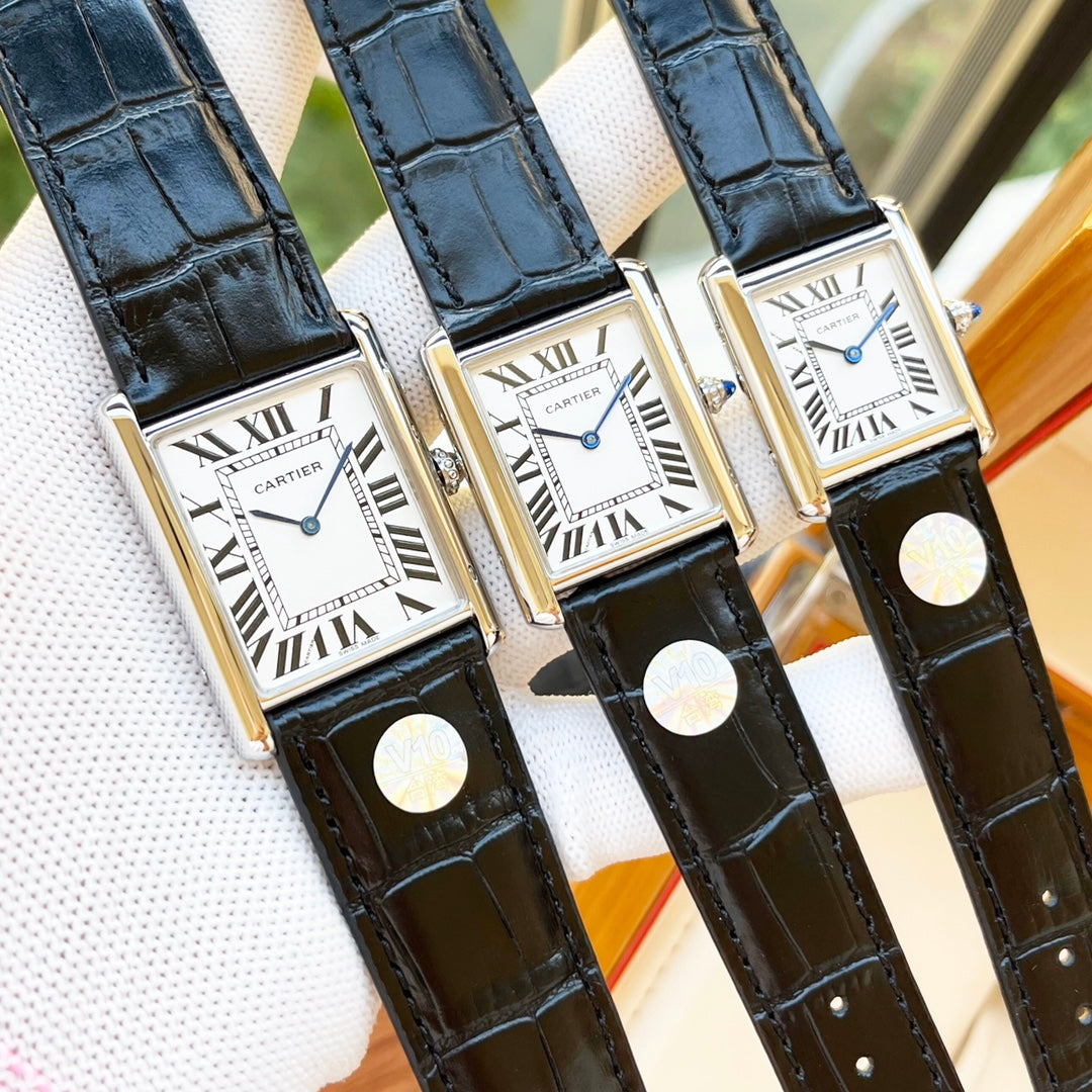 CARTIER TANK MUST SILVER CASE LEATHER