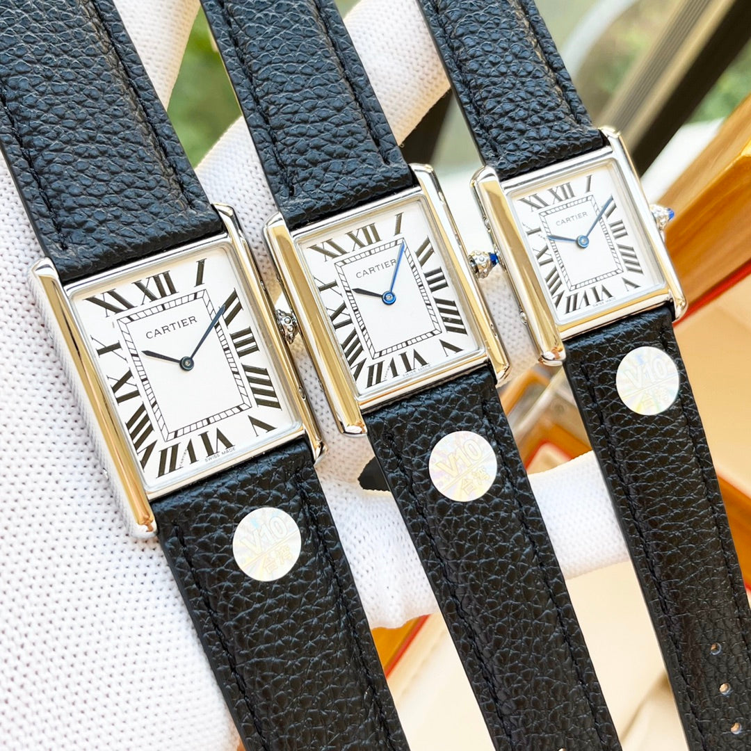 CARTIER TANK MUST SILVER CASE LEATHER