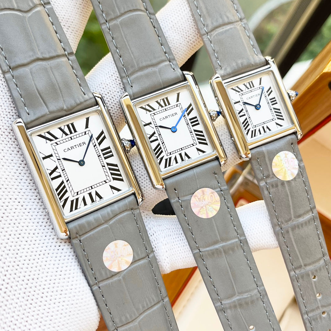 CARTIER TANK MUST SILVER CASE LEATHER