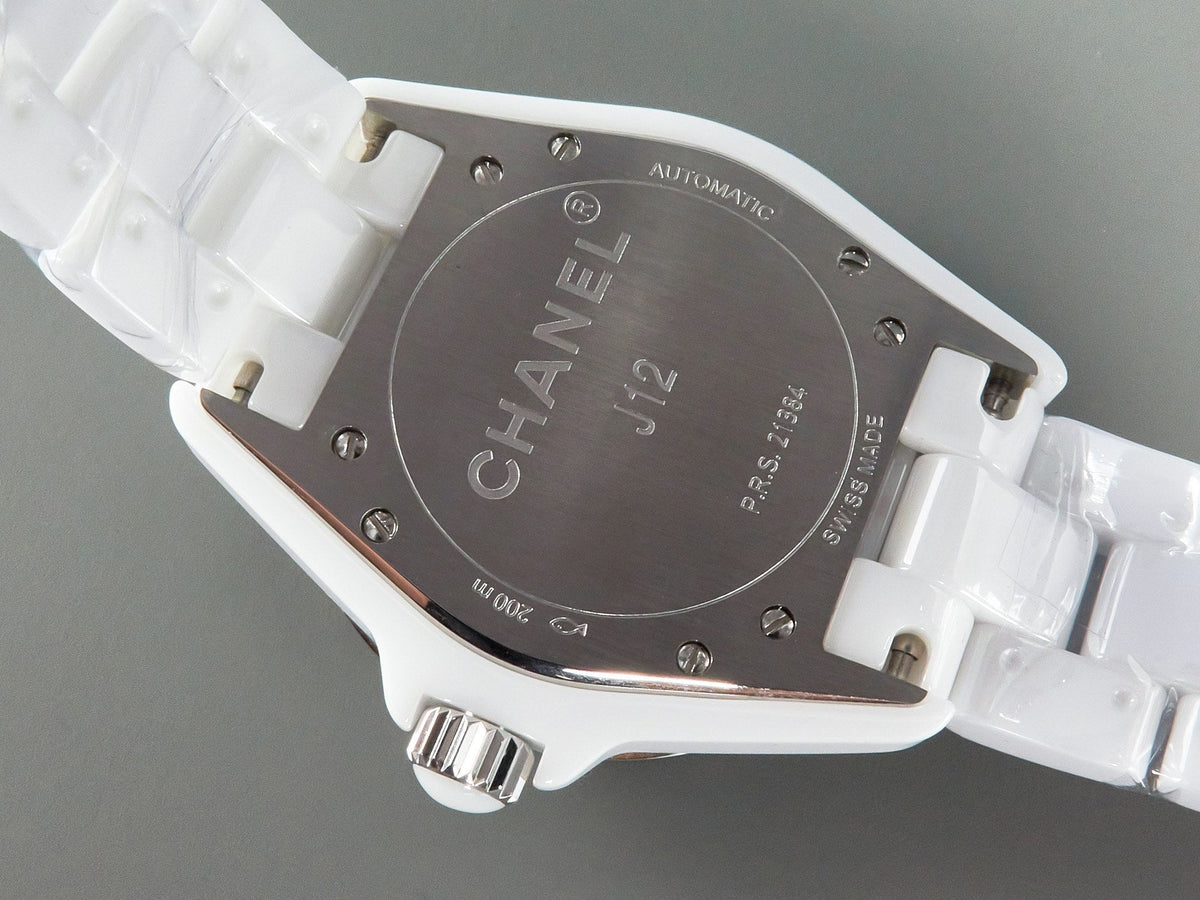 CHANEL J12 Automatic White Ceramic Black Diamond Numerals Mop Dial